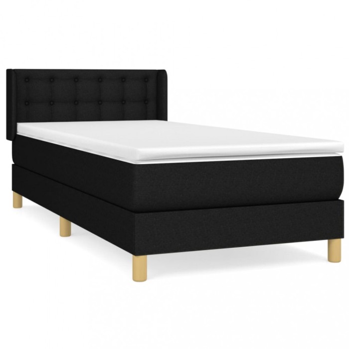 Pat box spring cu saltea, negru, 100x200 cm, textil