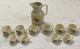 set cesti=cani+carafe cu design floral flori vintage veche comunista