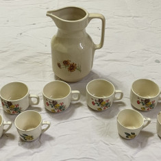 set cesti=cani+carafe cu design floral flori vintage veche comunista