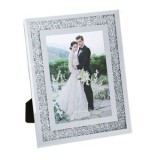 Rama foto decorativa din sticla cu efect de oglinda argintie, 13x18cm, CMCLASS