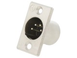 Conector XLR soclu tată 4 pini lipire argint 10A