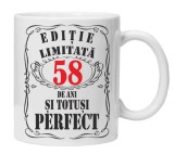 Cana alba personalizata &quot;editie limitata&quot;, 58 ani, INOVATIX&reg;. 330ml, Oem