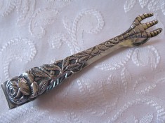 CLESTE ZAHAR ARGINTAT PLACAT CU ARGINT DECOR CU TRANDAFIRI 9 CM