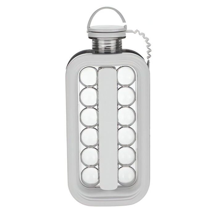 Forma pentru gheata 2 in 1 portabila, flippy, tavita sub forma de sticla, diametru 3 cm, multifunctional, 17 bilute de gheata, 27.5 x 11.4 x 5.5 cm, c
