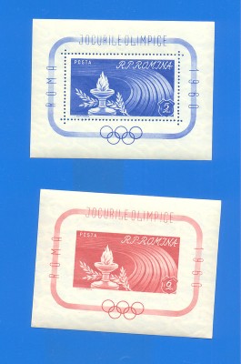 ROMANIA 1960. LP 496 Jocurile Olimpice Roma. Colita dantelata si nedantelata foto