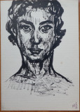 8 desene in tus , creion si carbune , Minica Borsaru , pictor consacrat ,anii 60, Portrete, Cerneala, Impresionism