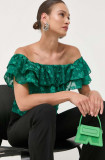 Cumpara ieftin Custommade bluza femei, culoarea verde, in modele florale
