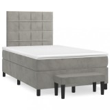 Cumpara ieftin Pat continental cu saltea, gri deschis, 120x200 cm, catifea