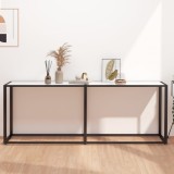 vidaXL Masă consolă, alb marmură, 200x35x75,5 cm, sticlă securizată