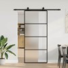 Ușă glisantă cu set de feronerie neagră 90x205 cm Sticlă ESG