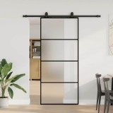 VidaXL Ușă glisantă cu set de feronerie neagră 90x205 cm Sticlă ESG