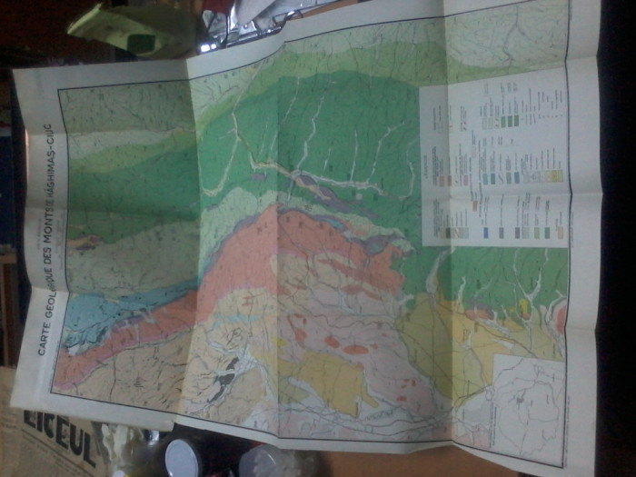 Harta geologica a muntilor Hasmas Ciuc, color, cca. 1941