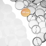 Set 200 blank-uri metalice pentru insigne personalizate 44 mm, cu ac de siguranta si folie transparenta, compatibile cu presa pentru ecusoane