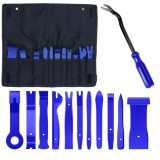 Cumpara ieftin Set albastru 11 piese extractoare pentru tapiterie auto, parghii, deschizatoare si cheie metalica pentru demontare panouri, radio si ornamente
