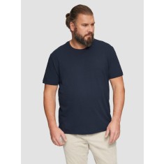 s.Oliver Big Sizes Tricou barbati big sizes cu decolteu la baza gatului, Regular fit, din bumbac, Bleumarin inchis, 2XL