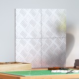 vidaXL Plăci Striate Antiderapante Aluminiu 20x20cm, Set 4 Bucăți, Argintiu, Interior