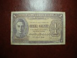 Bancnota Malaya 1 Cent 1941, Asia - Stare Buna