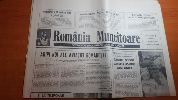 ziarul romania muncitoare 11 februarie 1990-scisoare adresata d-nei doina cornea