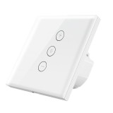 Intrerupator Smart Touch Techstar&reg; V2, Wireless 2.4GHz, Dimmer, Sticla Securizata, Design Modern, Iluminare LED, 1 Faza, cu NUL, Alb