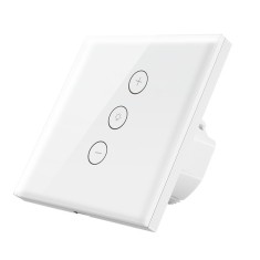 Intrerupator Smart Touch Techstar&reg; V2, Wireless 2.4GHz, Dimmer, Sticla Securizata, Design Modern, Iluminare LED, 1 Faza, cu NUL, Alb