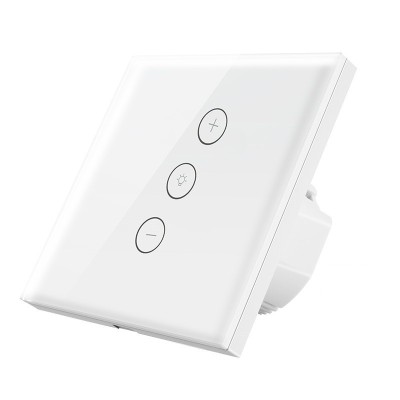 Intrerupator Smart Touch Techstar&amp;reg; V2, Wireless 2.4GHz, Dimmer, Sticla Securizata, Design Modern, Iluminare LED, 1 Faza, cu NUL, Alb foto