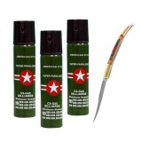 Cumpara ieftin Set Autoaparare: Cutit Spaniol 18cm + 3 Spray-uri Paralizante Piper 60ml, Raza 3m, Protectie Eficienta
