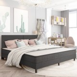 VidaXL Cadru pat continental, gri, 200x200 cm, material textil