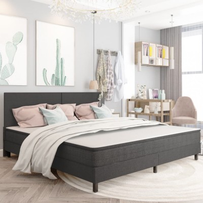 vidaXL Cadru pat continental, gri, 200x200 cm, material textil foto
