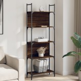Biblioteca Gossi 5 Niveluri, Stejar Maro, 60.5x24x166.5 cm, Lemn si Metal, Rafturi Depozitare Carti Living Birou