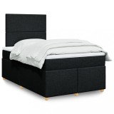 VidaXL Pat box spring cu saltea, negru, 120x200 cm, textil 3293542