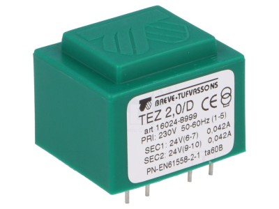 Transformator &amp;icirc;ncapsulat PCB 2VA 230V 24V foto