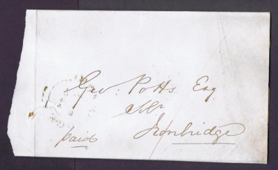 Great Britain 1843 Prestamp Stampless outer Wellington to Edinburgh D.018 foto