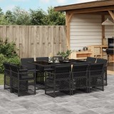 Cumpara ieftin Set mobilier de exterior cu perne, 11 piese, negru, poliratan