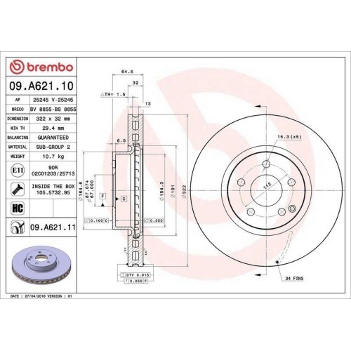 Set disc frana Mercedes Clasa C (W204) 01.07-01.15, Clasa E (W212) 01.09-12.16, Clasa E Convertible (A207) 01.10-12.16, Clasa E Coupe (C207) 01.09-12