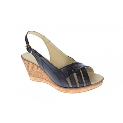 Sandale dama de vara cu platforme de 7 cm, din piele naturala, albastru, BOX, S50NBOX foto