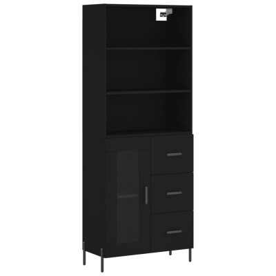 Dulap inalt, negru, 69,5x34x180 cm, lemn compozit foto