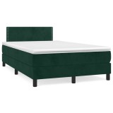 vidaXL Pat box spring cu saltea, verde &icirc;nchis, 120x190 cm, catifea 3269834