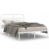Cumpara ieftin Cadru de pat metalic cu tablie, alb, 140x190 cm