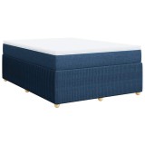Cumpara ieftin Pat continental cu saltea, albastru, 160x200cm, material textil