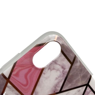 Husa protectie pentru apple iphone x/xs soft imd tpu marble geometric alb foto