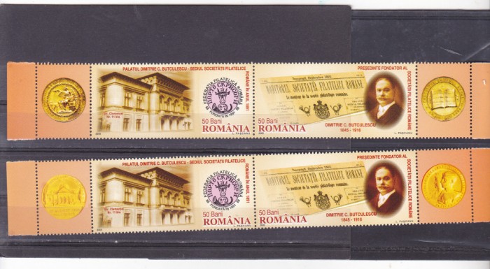 2005 LP 1698a &quot;D.C. Butculescu-160 ani &quot; serii viniete 2 tipuri-4 diferite,MNH