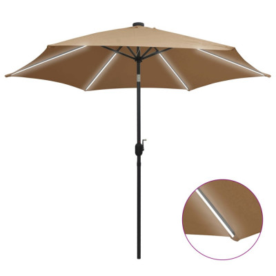 vidaXL Umbrelă de soare, LED-uri și st&amp;acirc;lp aluminiu, gri taupe, 300 cm foto