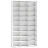 HOMCOM Raft pentru 835 CD-uri sau 500 DVD-uri, raft media Blu-ray cu 27 compartimente și 21 polițe reglabile, Alb | Aosom Romania