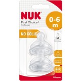 Tetina Nuk Frist Choice+, Silicon, 0-6 Luni, Orificiu Mediu, Set 2Buc