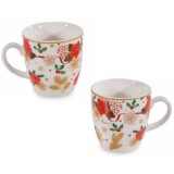 Set 2 cani Craciun portelan multicolor 5.5x6 cm, 80 ml