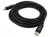 Cablu DisplayPort Goobay 5m negru, mufă DisplayPort cu aurire, dublu ecranat, versiune 2.1, compatibil 4K/8K