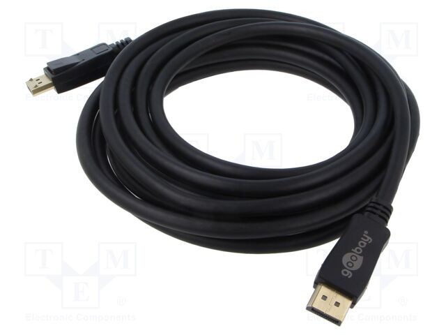 Cablu DisplayPort Goobay 5m negru, mufă DisplayPort cu aurire, dublu ecranat, versiune 2.1, compatibil 4K/8K