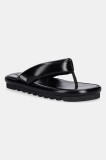 Naked Wolfe slapi de piele Hilary femei, culoarea negru, cu toc plat, Hilary Black Leather