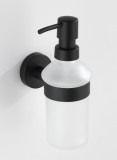 Dozator sapun lichid cu suport de prindere Bosio, Wenko Power-Loc&reg;, 200 ml, inox/sticla, alb/negru