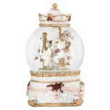 Glob Muzical Crăciun, Carusel, Culoare Alb-Auriu, Dimensiuni 19x17cm, Sticlă, Oem